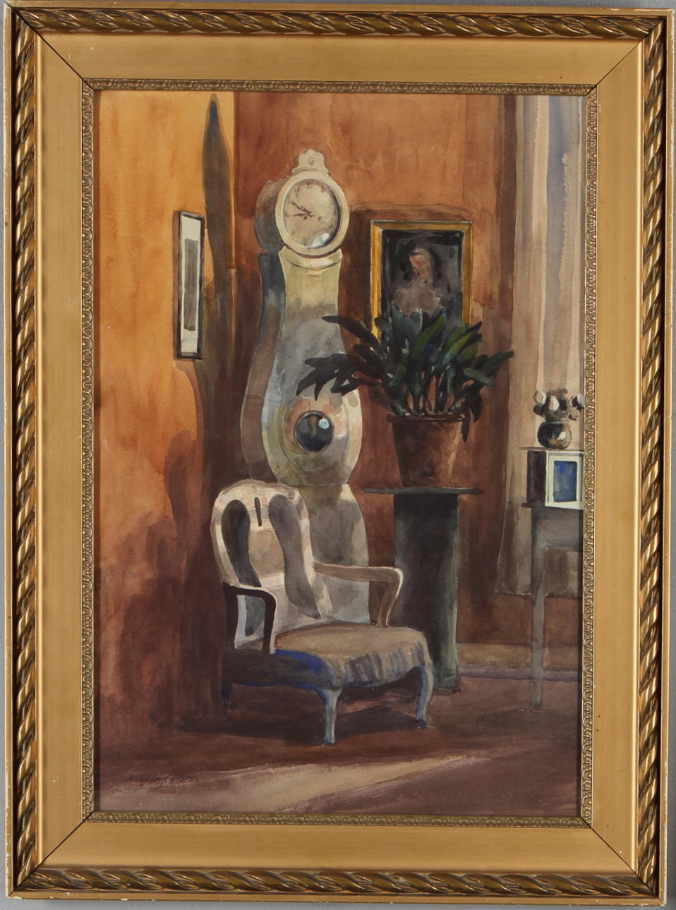 GUNNAR WIDFORSS. Interiör, akvarell, signerad samt daterad 1914.