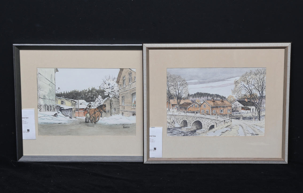 ERIK EKSTRÖM. Drawings, 2 pcs, signed.