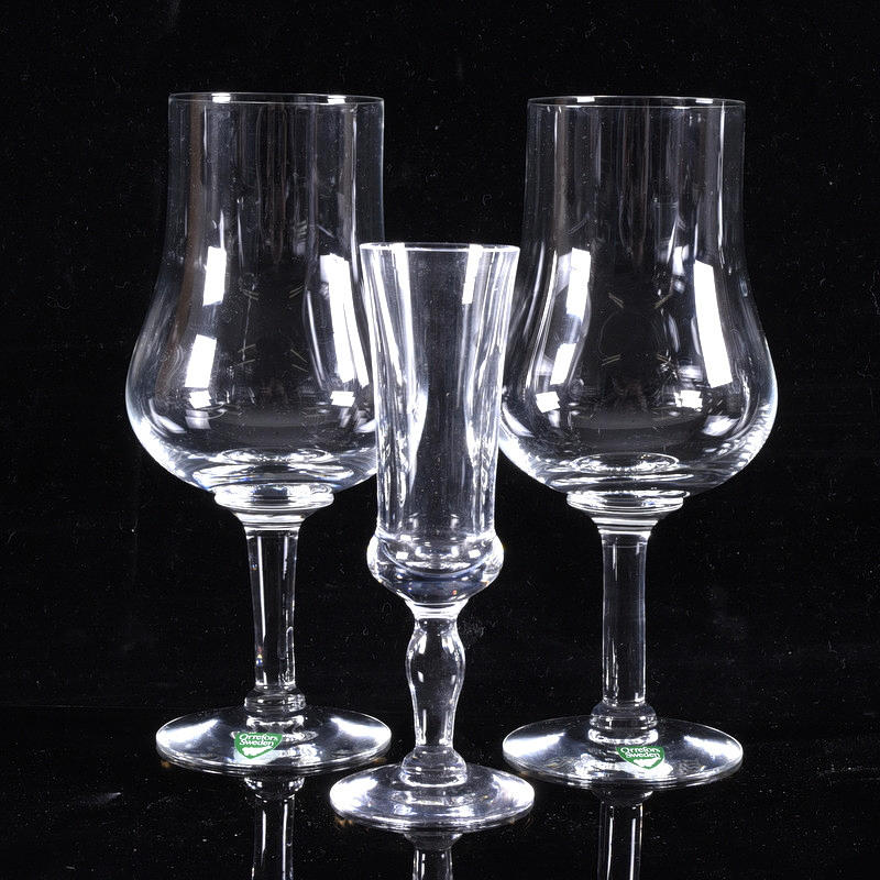 VINGLAS SAMT LIKÖRGLAS, 20 st, glas, Orrefors.