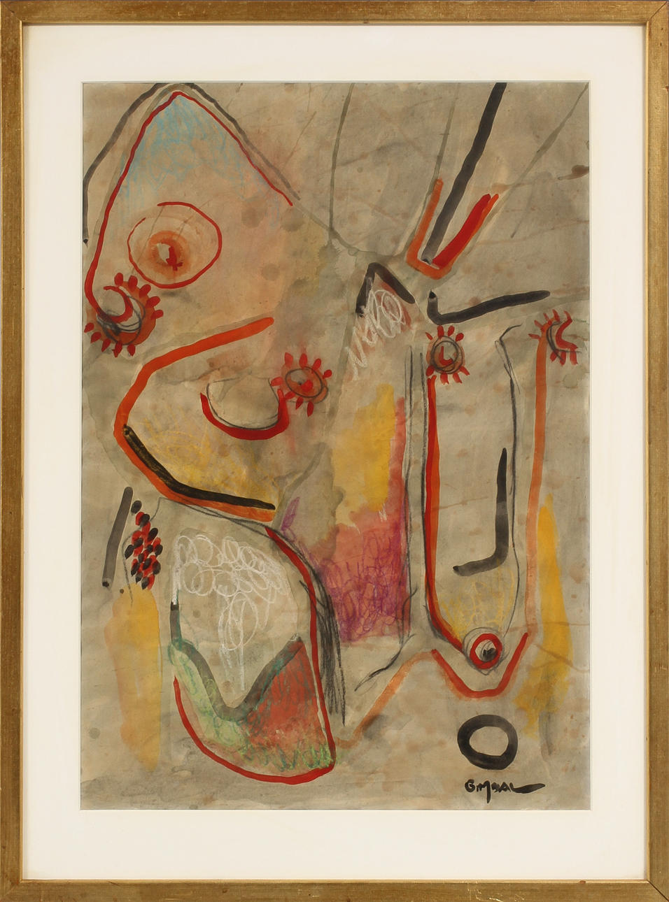 OIDENTIFIERAD KONSTNÄR. Komposition, blandteknik, signerad Gimoal.