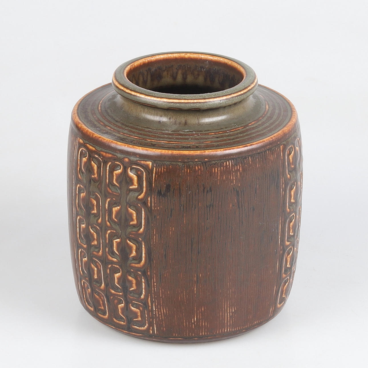 VALDEMAR PETERSEN. Vase, glaseret stentøj, B&G, Danmark.