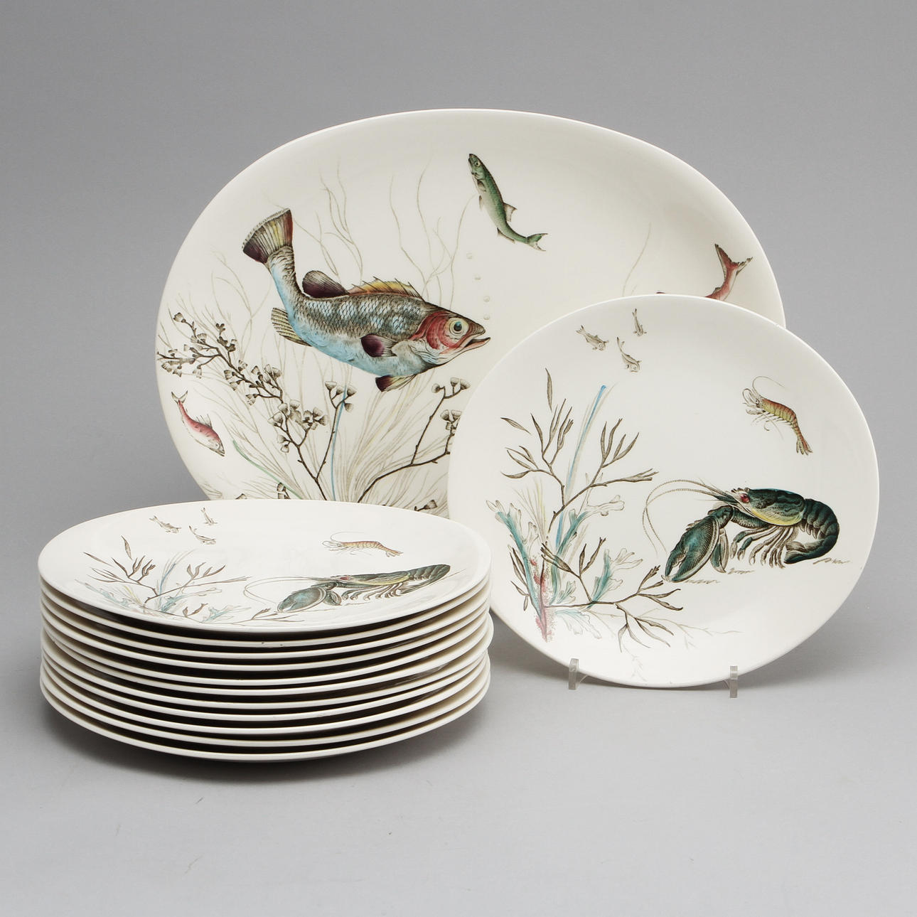 FISKSERVIS, 13 delar, porslin, Johnson & Bros, England.