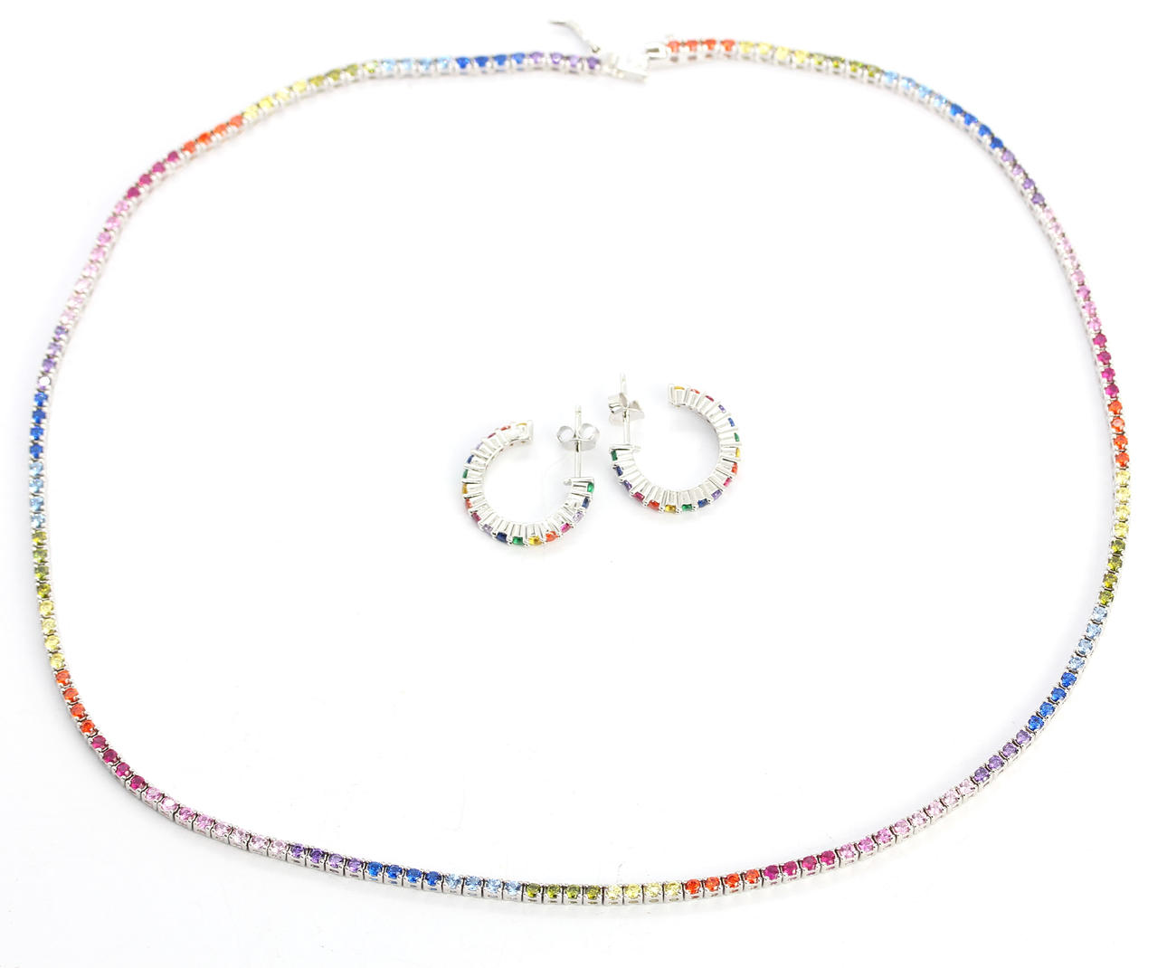 REGNBÅGE HALSBAND OCH ÖRHÄNGEN.