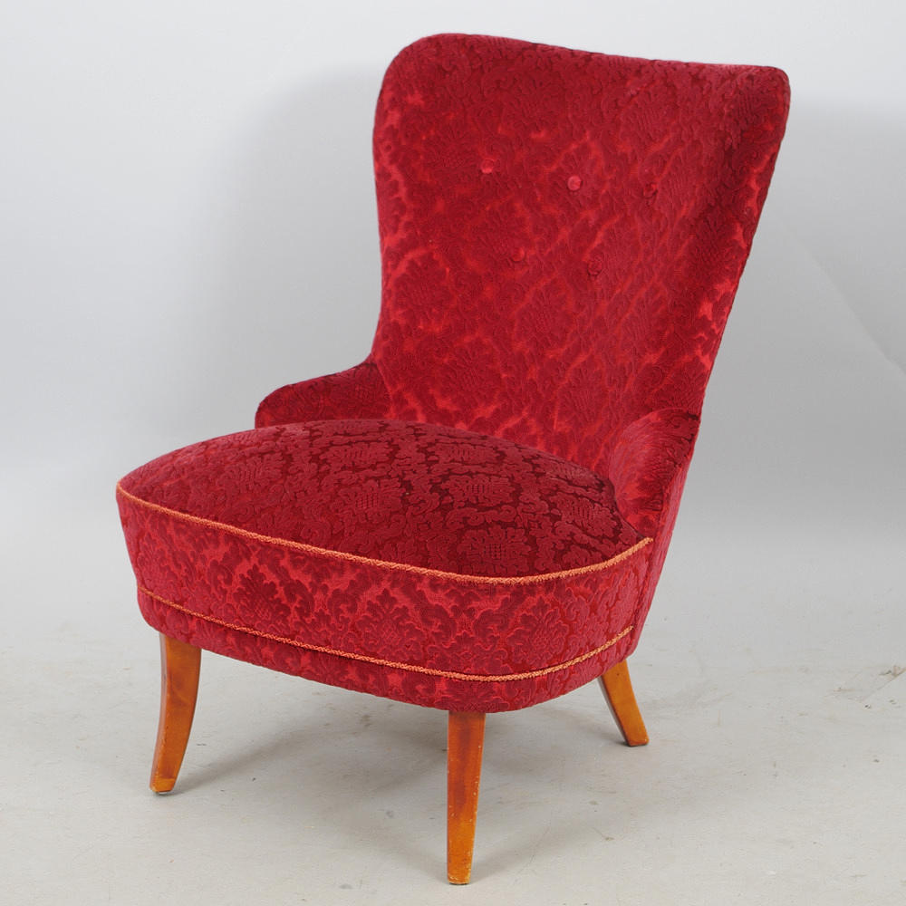 EMMASTOL, röd plysch, rokokostil.