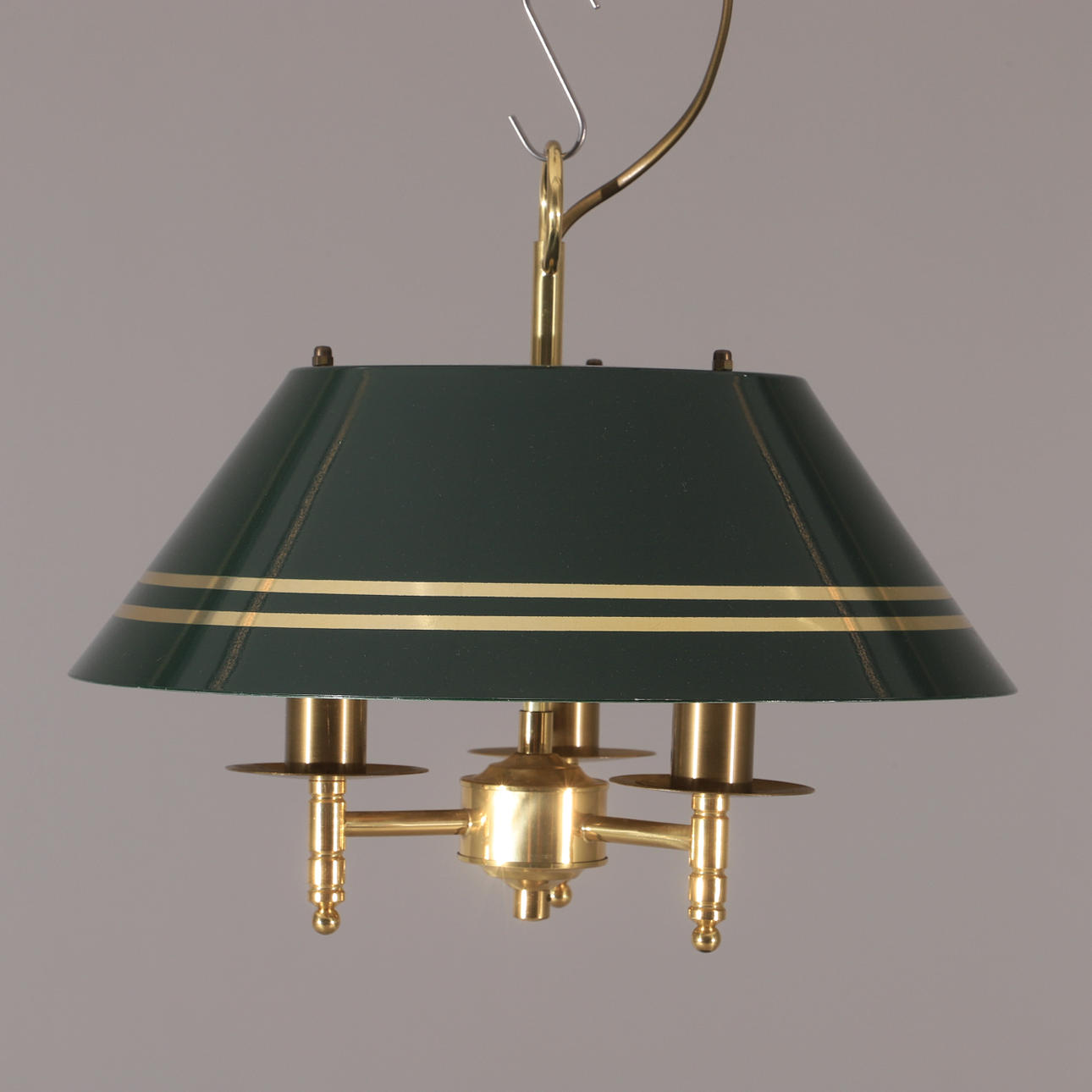 LOFTSLAMPE, messing/lakeret skærm, engelsk stil.