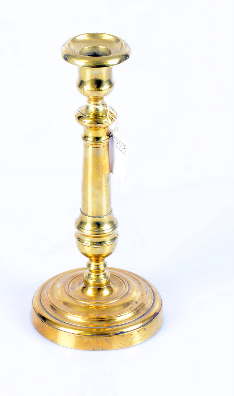 LJUSSTAKE, mässing, senempire, Danmark, 1800-talets 1 hälft eller mitt.