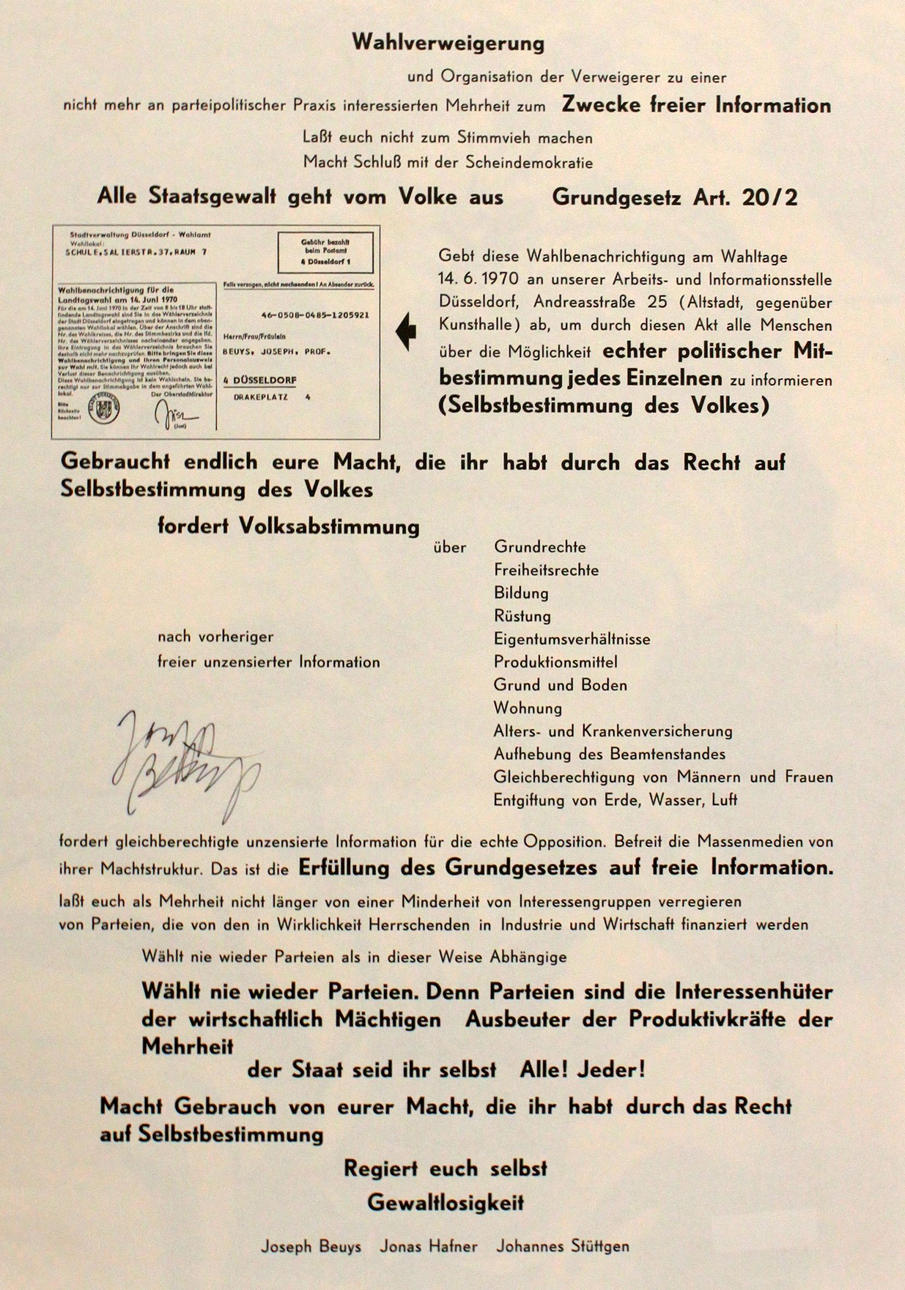 JOSEPH BEUYS. ”Röstning förnekelse”.
