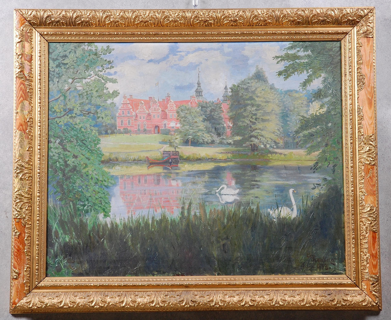 CARL GUSTAV RAMBERG. olja på duk, " Wrams Gunnarstorp " signerad, daterad Aug 1898.