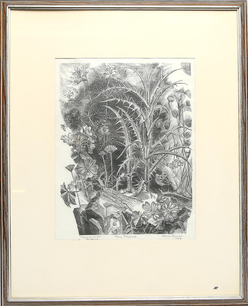 KARIN PERSSON. "Flora Dalphica, trägravyr no 20, signerad och daterad 1956.