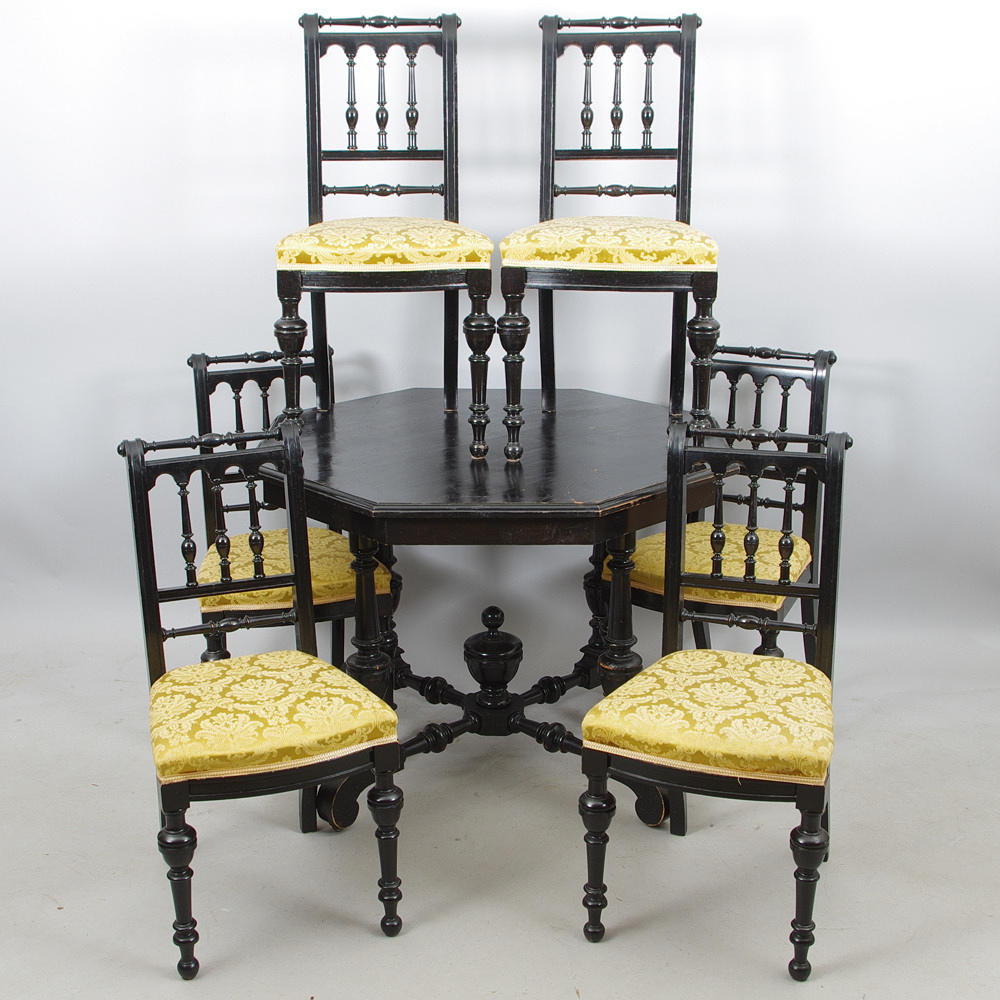 MATSALSGRUPP, svartmålad, nyrenässans.