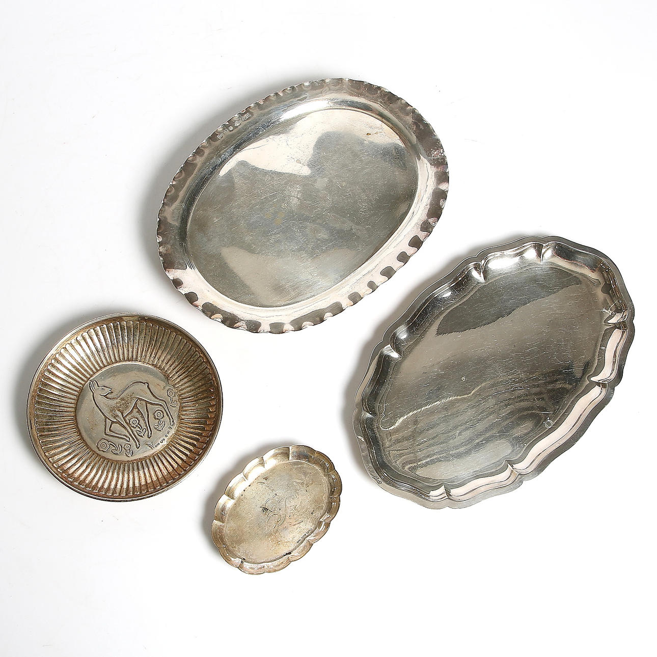 FAT, 4 st, silver, bl.a. Oscar L Olausson, Stockholm. Vikt 465 gram.