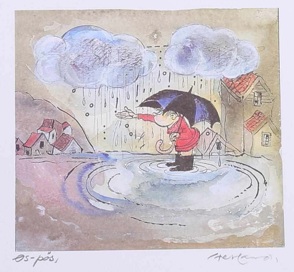 AUDUN HETLAND. 'Regnbyge', serigrafi.