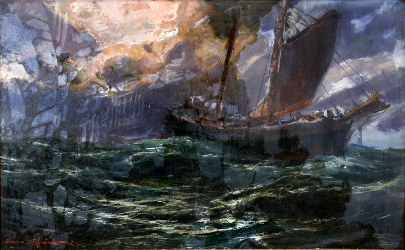 ERWIN SCHRÖDER. Olja på pannå.