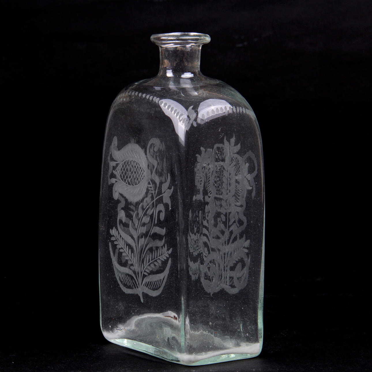 BRÄNNVINSFLASKA, glas, sannolikt Cedersbergs glasbruk, 1800-tal.