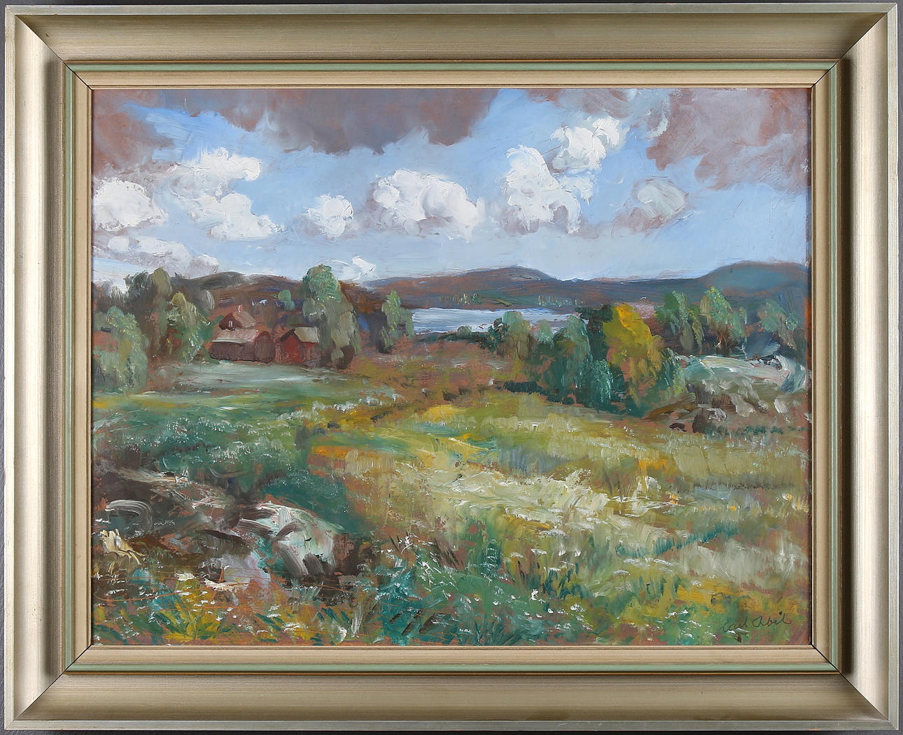 KARL ABEL. Sommarlandskap, olja på pannå, signerad.