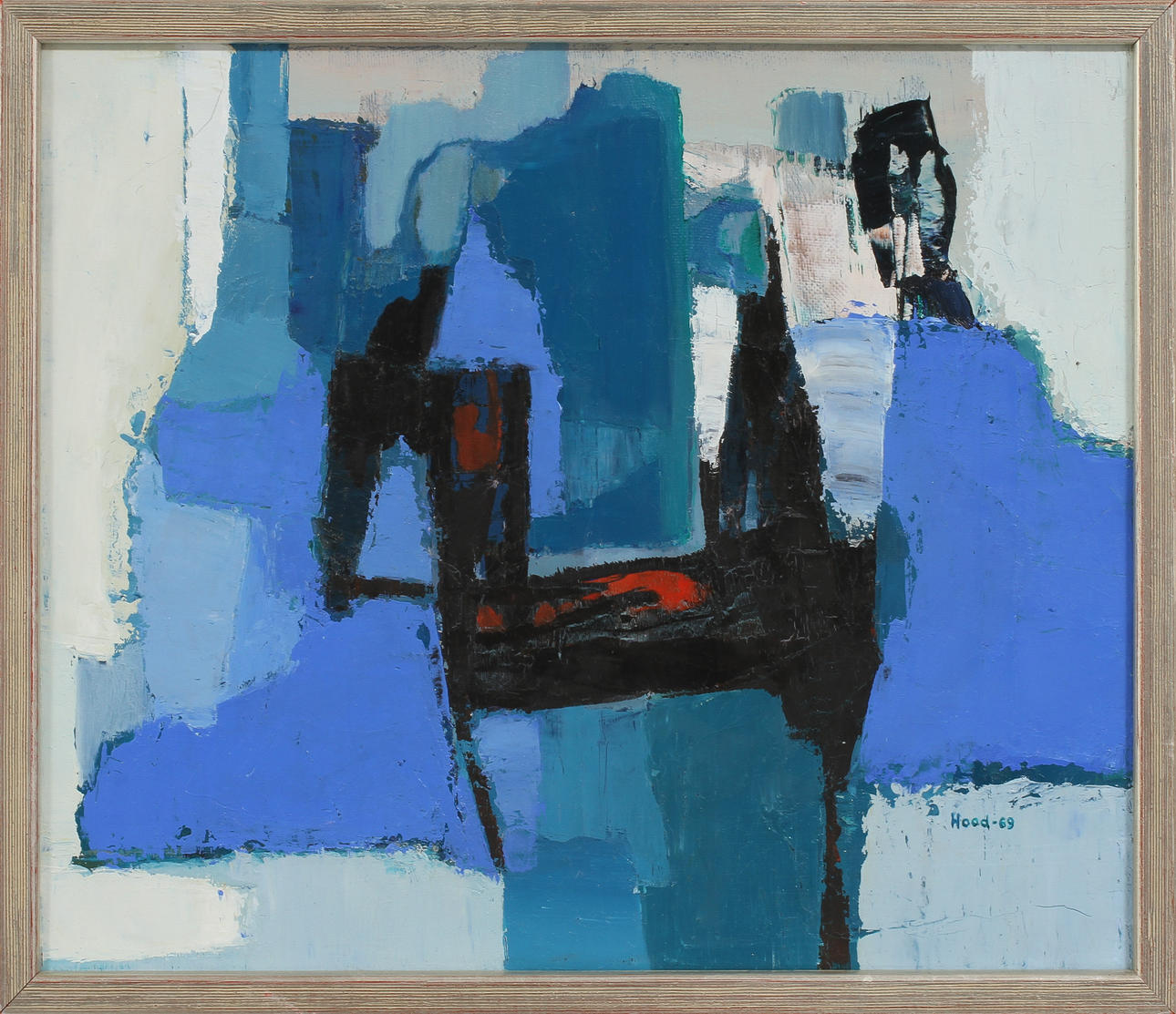 DITTI HOOD. "Mörk silhuett", olja på duk. Signerad och daterad -69.