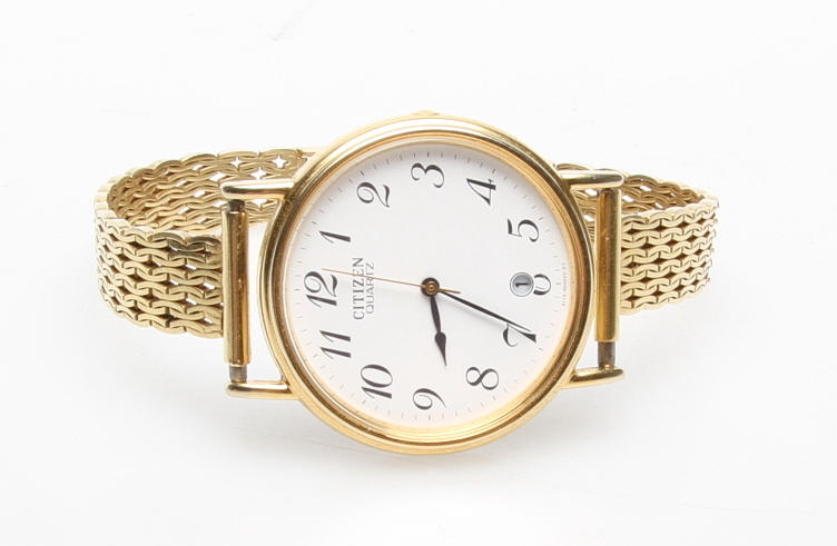 ARMBANDSUR CITIZEN, FÖRGYLLT MED GULDARMBAND 18K.