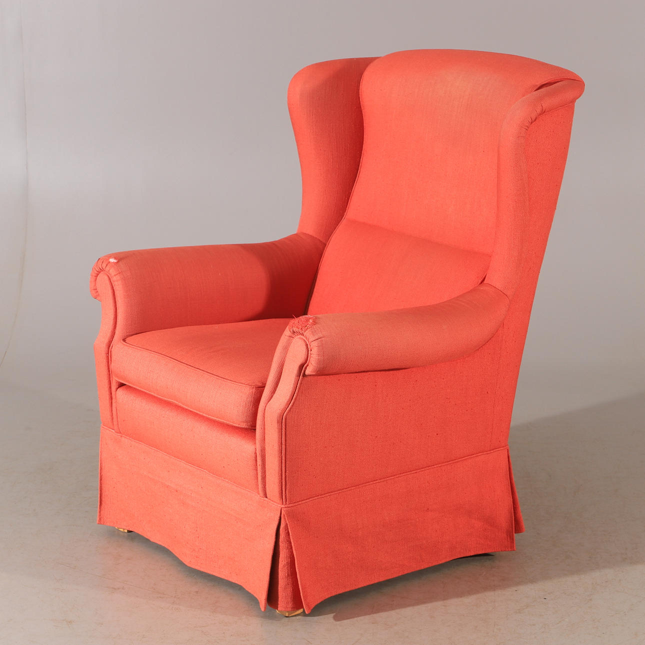 FÅTÖLJ, röd tygklädsel, Norell.