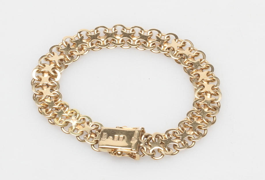 ARMBAND X-LÄNK, 18k guld, vikt ca 26 gr.