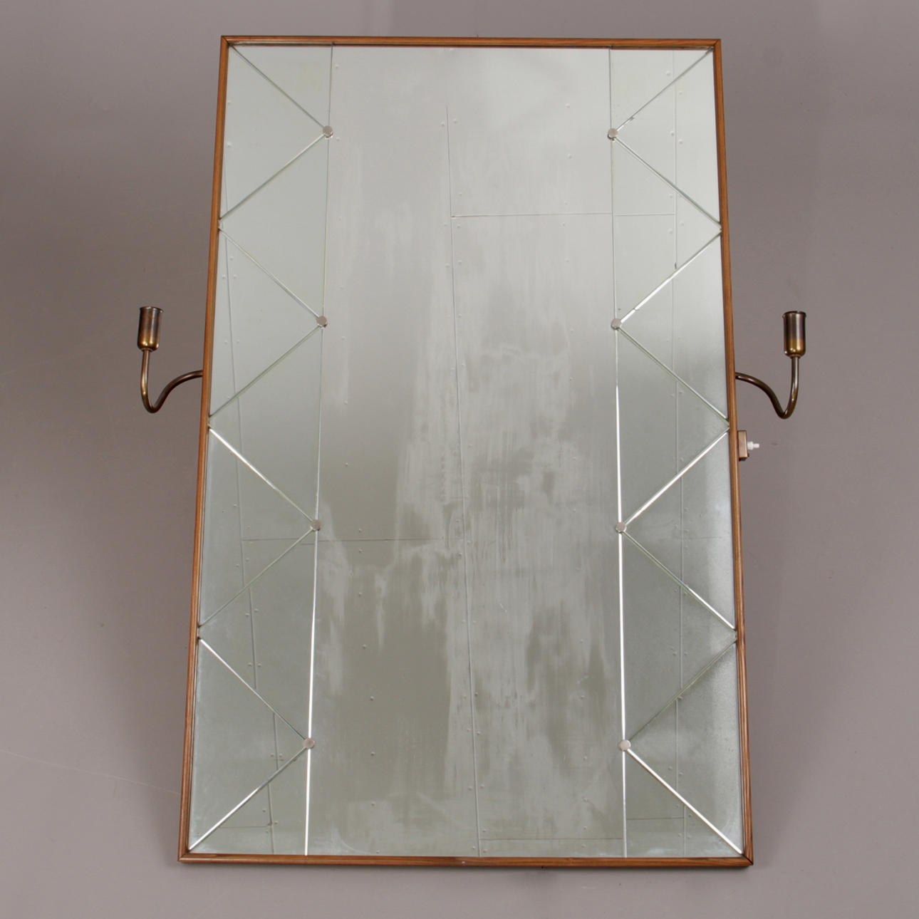 SPEGEL, med belysning och delat glas, 1900-tal.