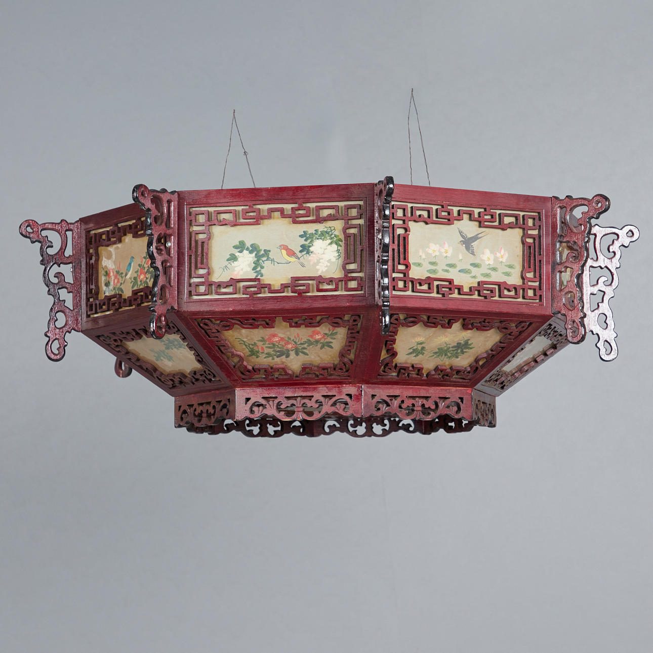 Loftslampe/lampe, træ, plast, Asien.