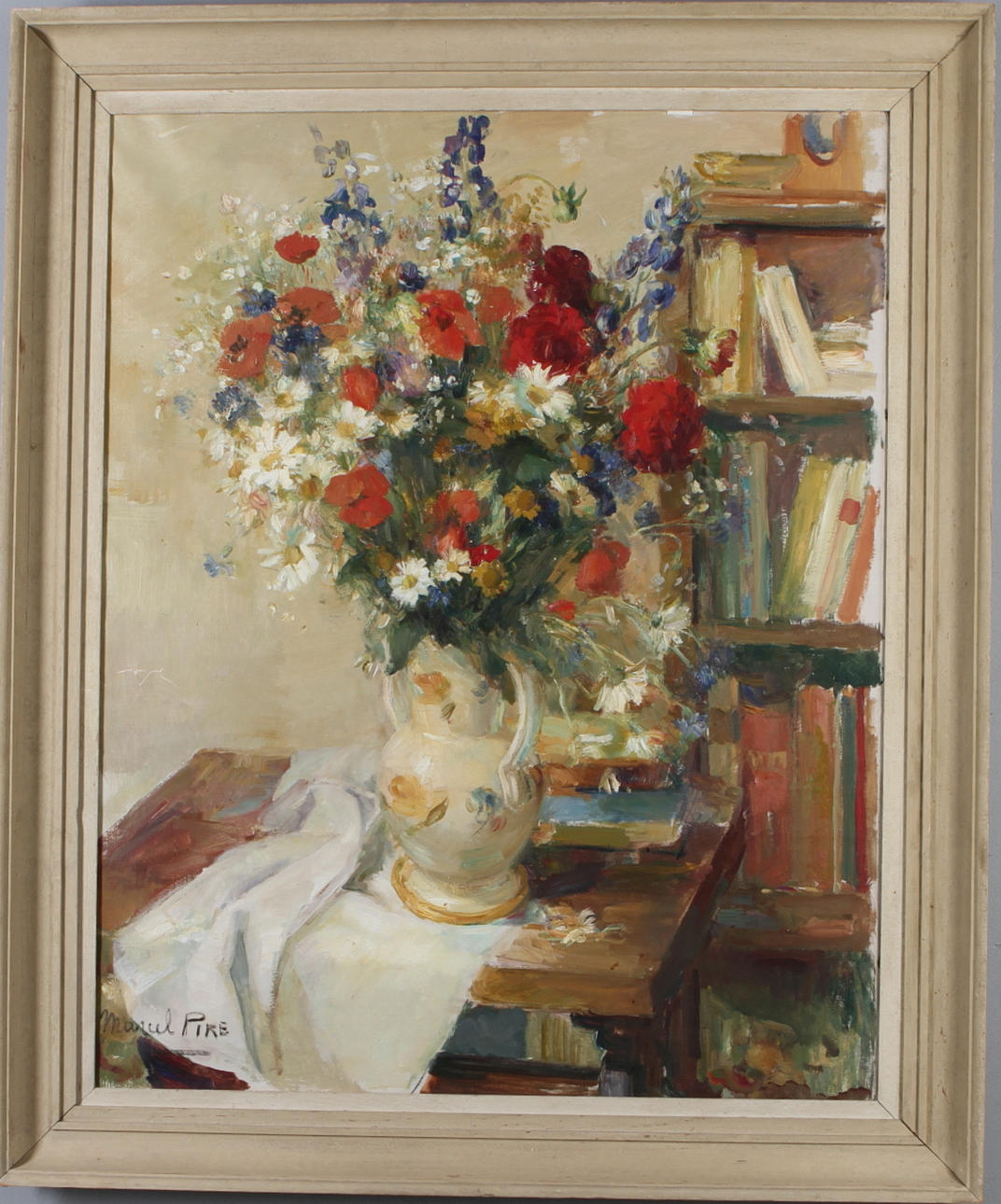 MARCEL PIRE. Blomsterstilleben, olja på duk, signerad.