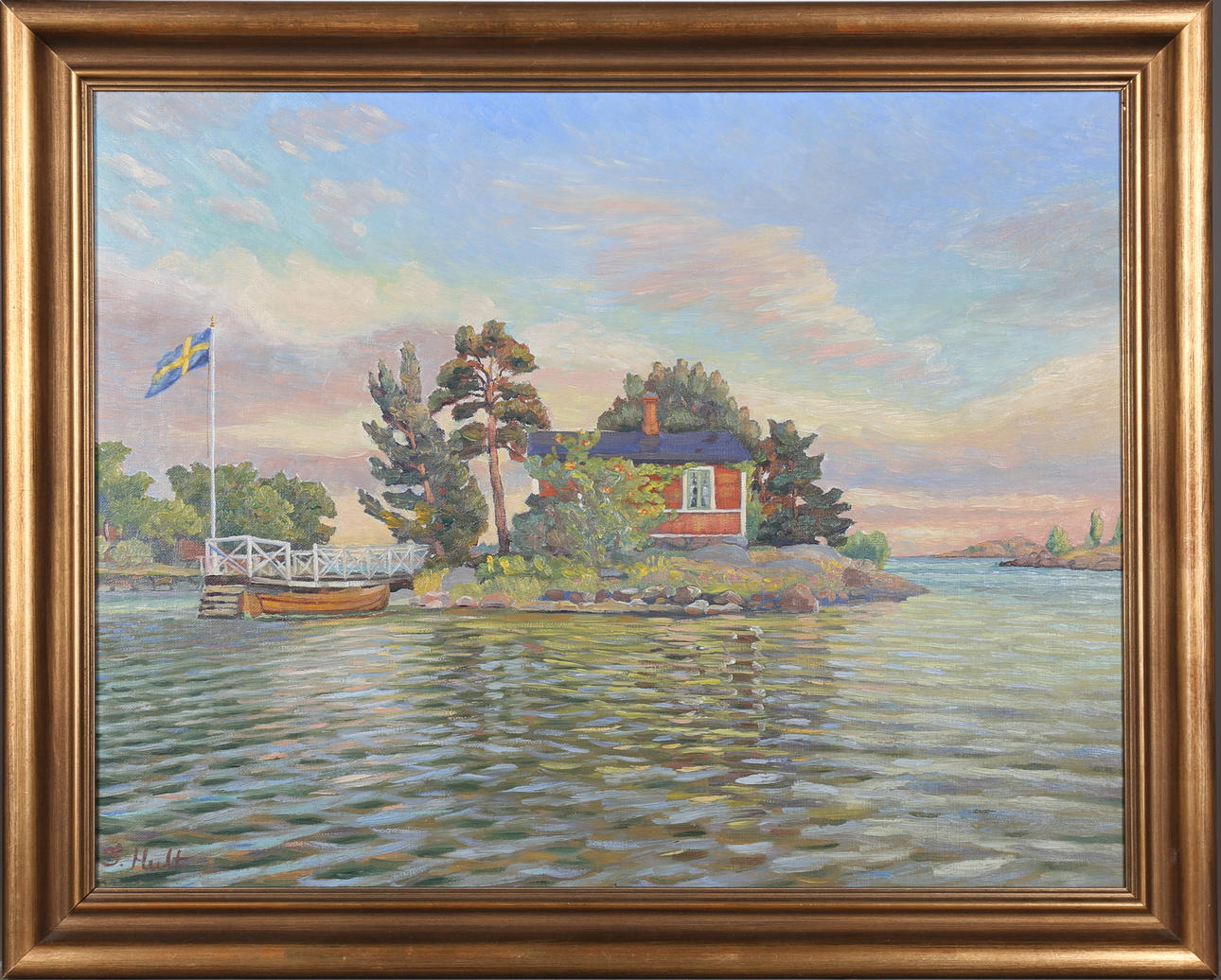 GEORG HULT. Kammarviken, Oskarshamn. Olja på duk, signerad.