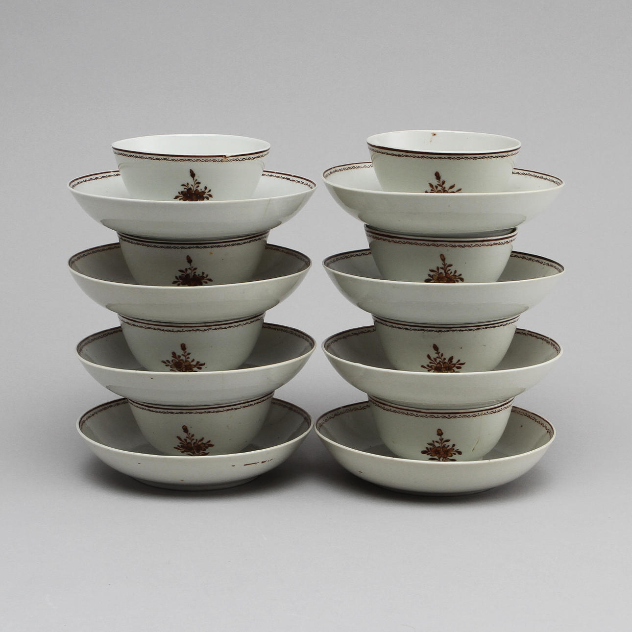 TEKOPPAR med FAT, 8 st, porslin, Kina, Jiaqing(1796-1820).
