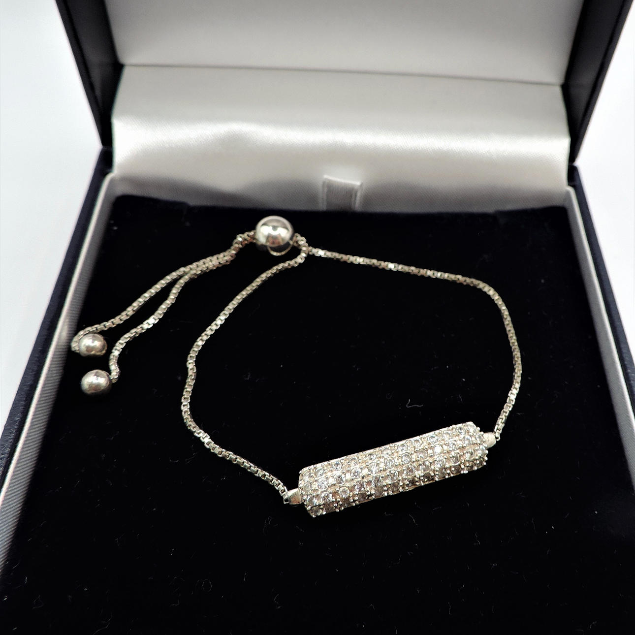 DIAMANT BAR ARMBAND I STERLING SILVER.