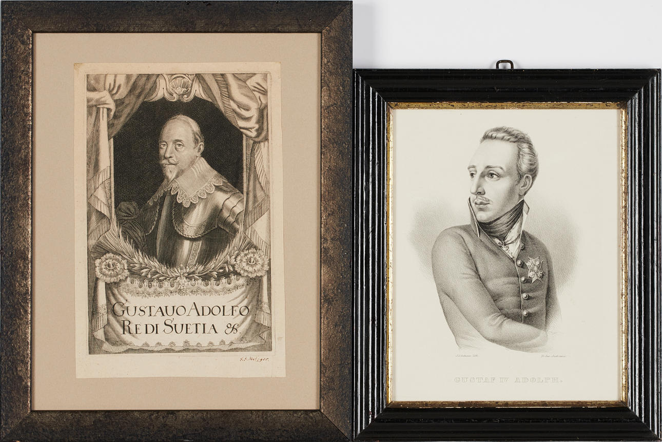 ENGRAVINGS 2 pcs, Gustav IV Adolf or Gustav II Adolf, etchings.