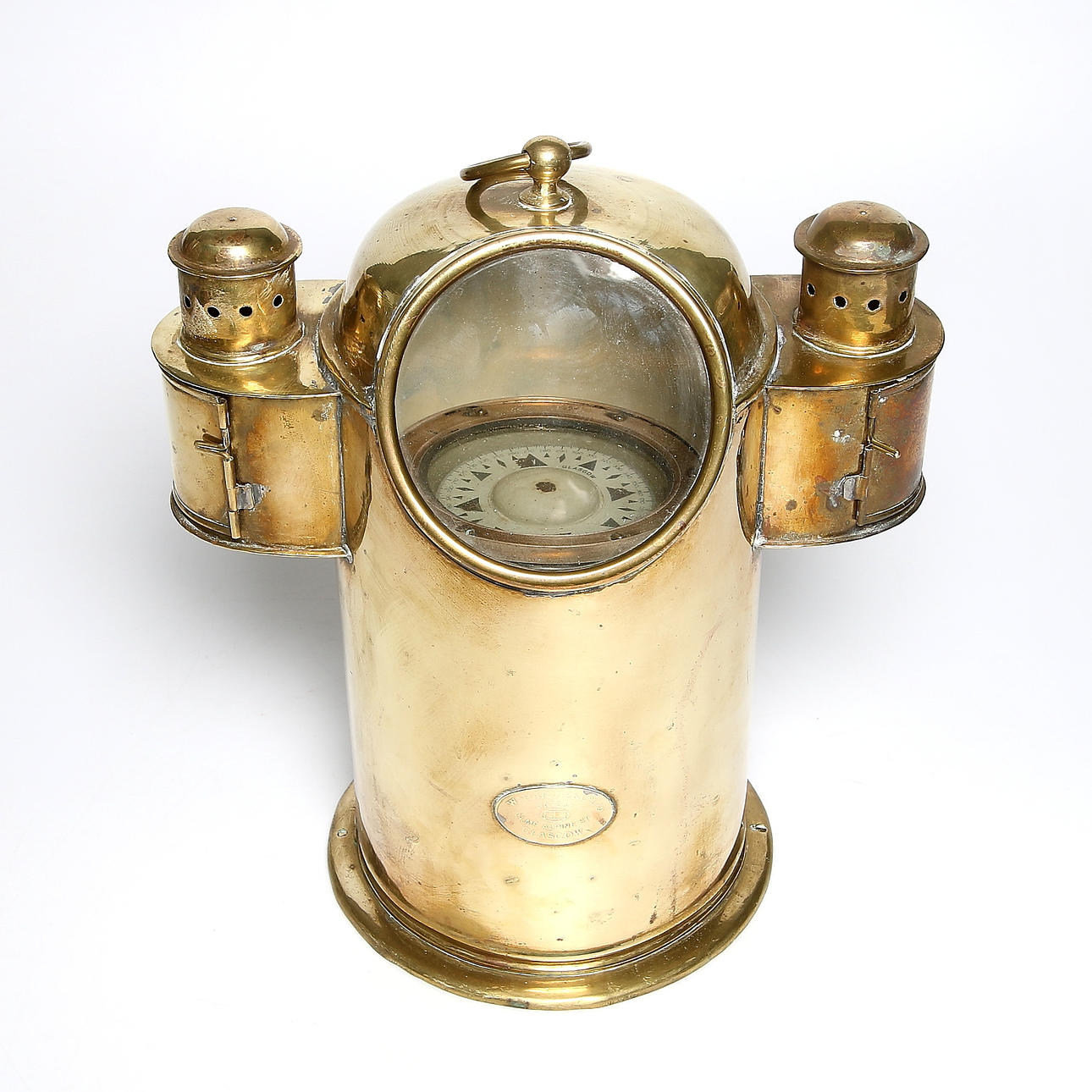 KOMPASSHUS, mässing, H. Harvie & Co Ltd., Glasgow, Skottland.