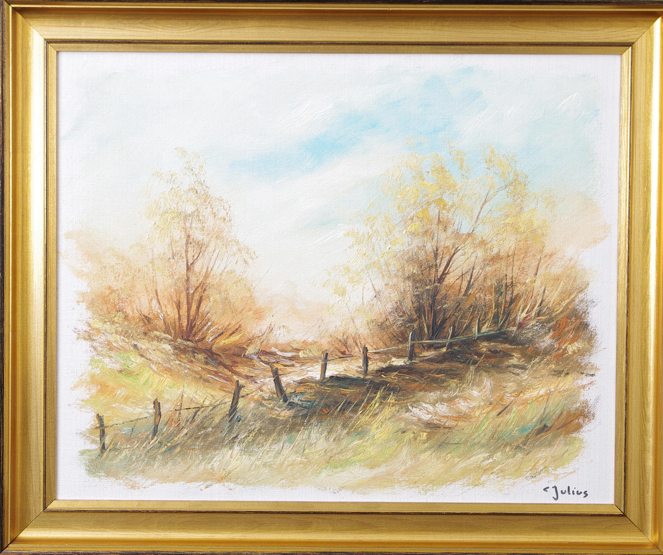 CARL JULIUS. Landskap med staket, olja på duk, signerad C Julius.
