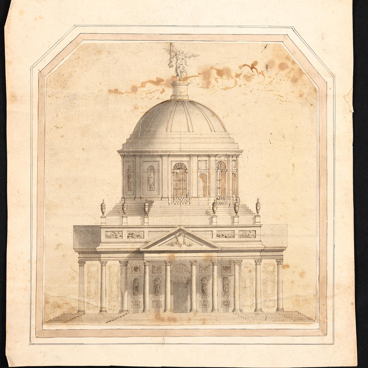 FOLLOWER OF ANTONIO VISENTINI (1688-1782). ELEVATION OF A DOMED BASILICA.