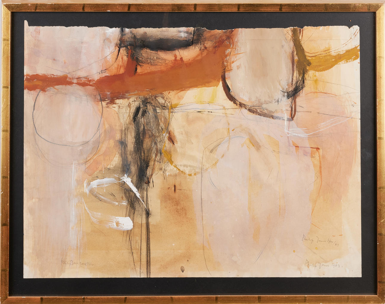 PHILIP JONES (1933-2008): composition, signed and dated 1962/63, mixed media.