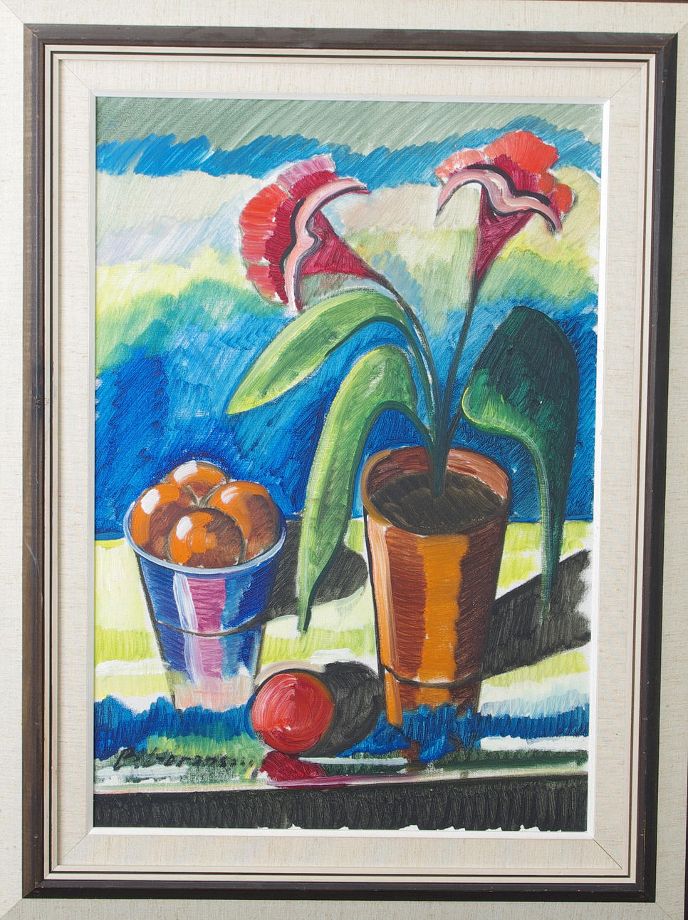 OIDENTIFIERAD KONSTNÄR. Blomsterstilleben, olja på duk, signerad B. Göransson.