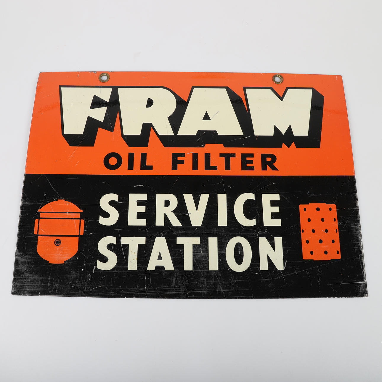 SIGN, "Front Oil Filter", lacquered sheet metal.