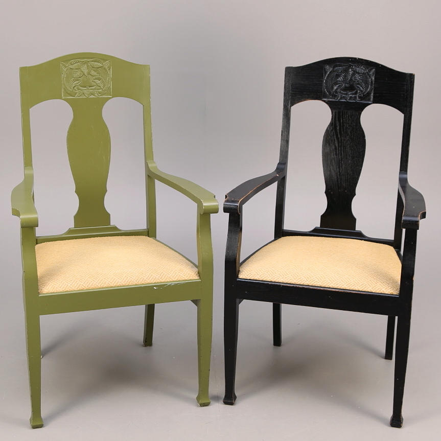 KARMSTOLAR, ett par snarlika, jugend, tidigt 1900-tal.