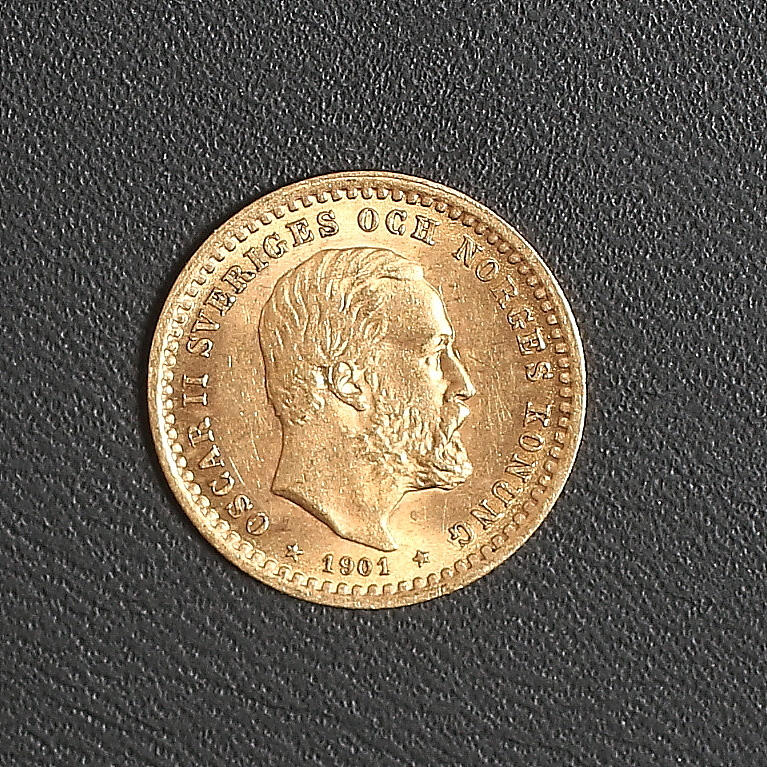 GULDMYNT, Oscar II, 5 kr 1901.