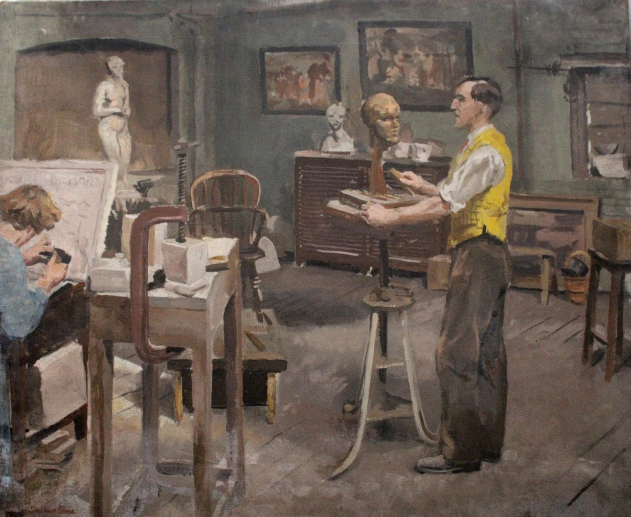 STEPHEN BONE (1904-1958). A SCULPTURE CLASS.