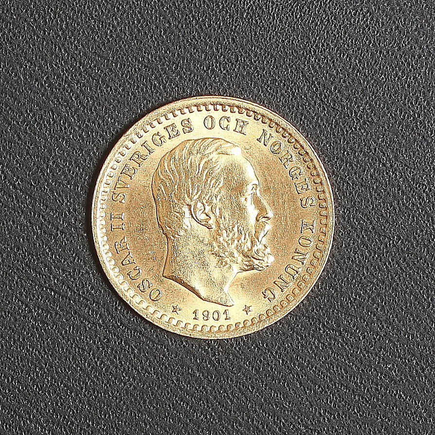 GULDMYNT, Oscar II, 5 kr 1901.