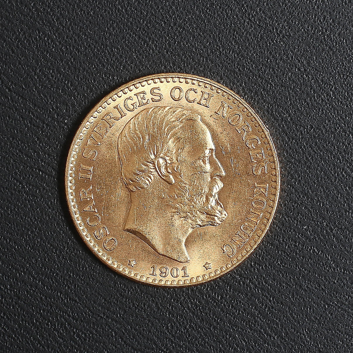 GULDMYNT, Oscar II, 10 kr 1901.