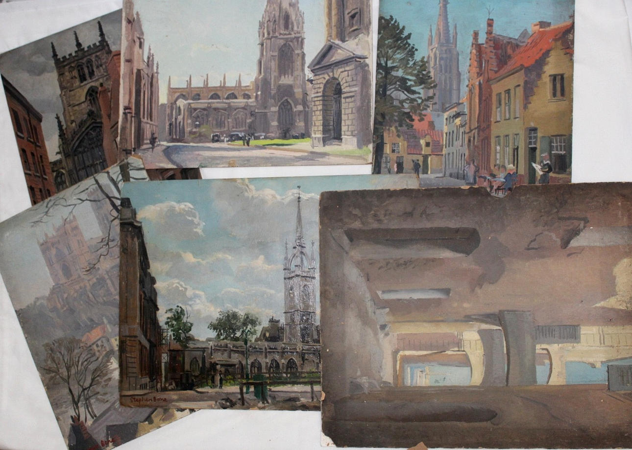 STEPHEN BONE (1904-1958). ST DUNSTAN IN THE EAST; DURHAM CATHEDRAL; OXFORD; BRUGES; ST TROPEZ.