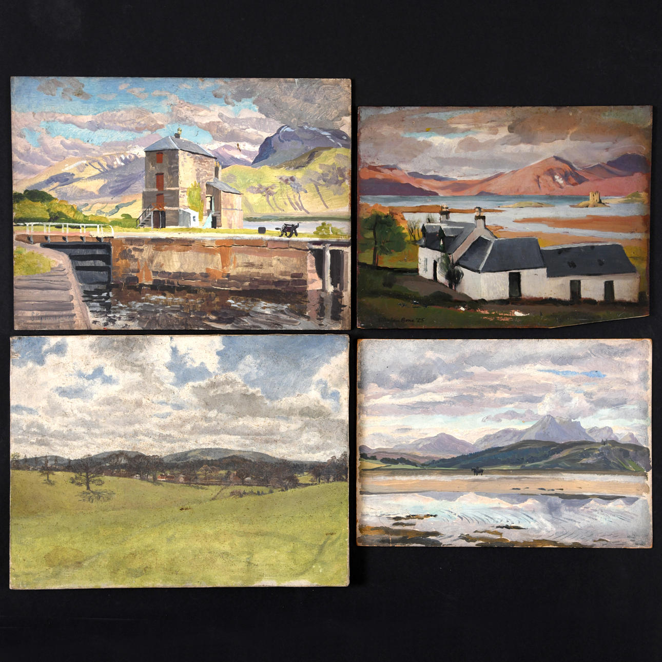 STEPHEN BONE (1904-1958). THE KYLE OF TONGUE, SUTHERLANDSHIRE; TAYCHREGGAN, APPIN (1925); CALEDONIAN CANAL; ANOTHER VIEW.