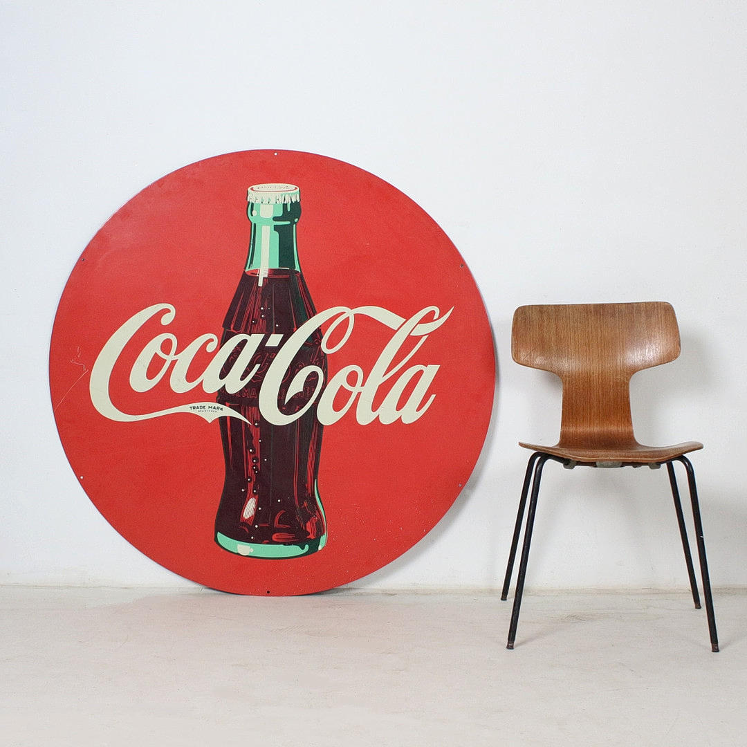Stor reklamskylt ”Coca Cola”, metall.