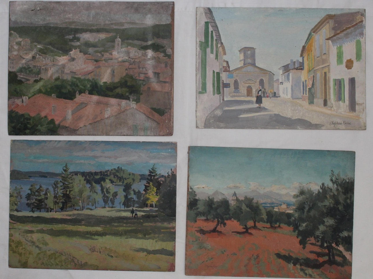 STEPHEN BONE (1904-1958). SWEDEN; HILL TOWN; SPANISH SQUARE; ANOTHER VIEW.