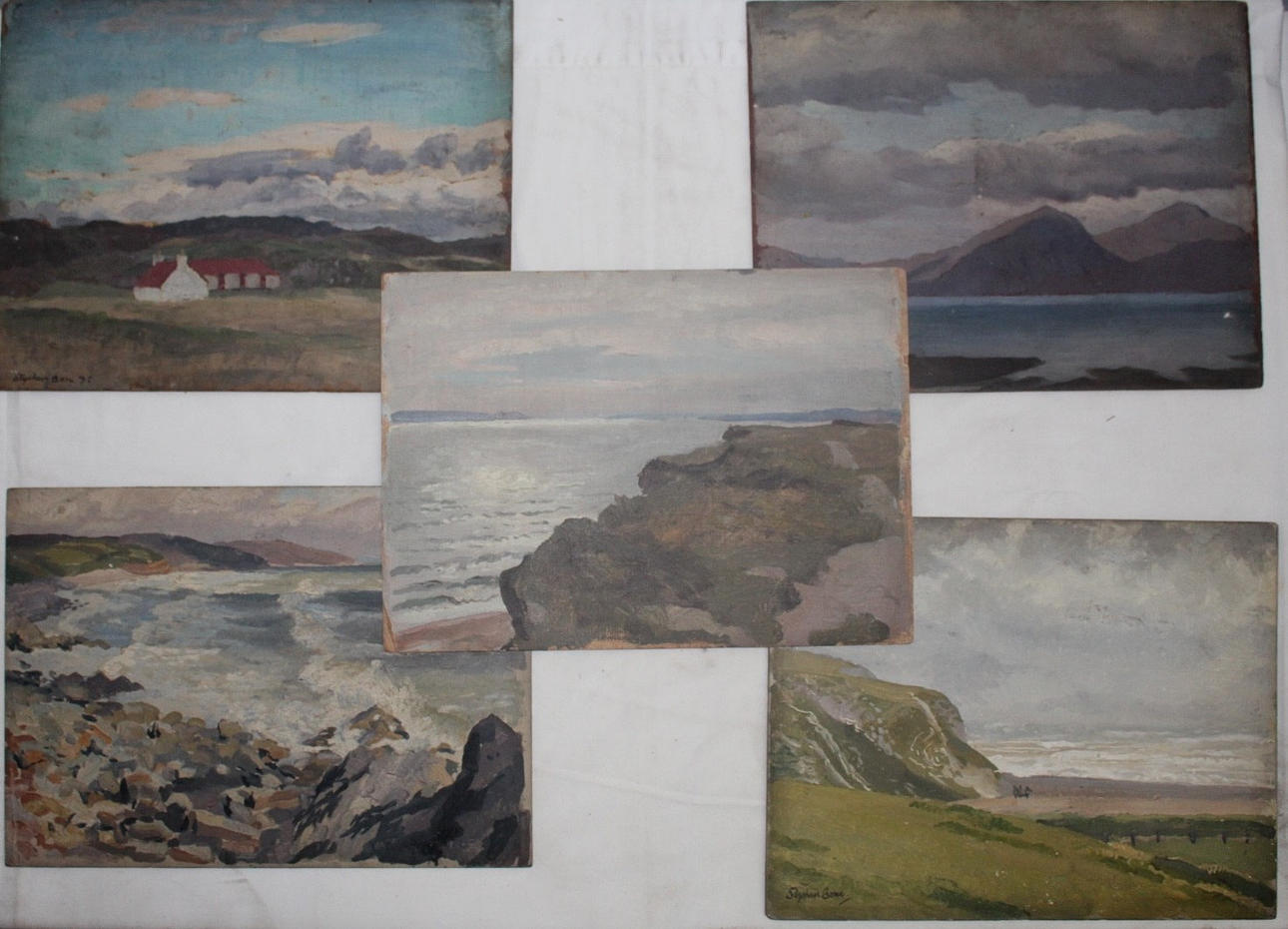 STEPHEN BONE (1904-1958). DOWNTON CLIFF BY MILFORD, HANTS; PEMBROKESHIRE COAST; THE KINGAIRLOCH HILLS (1925); CNOC NAM BRADHAN (1925); STORM AT CUCKMERE HAVEN.