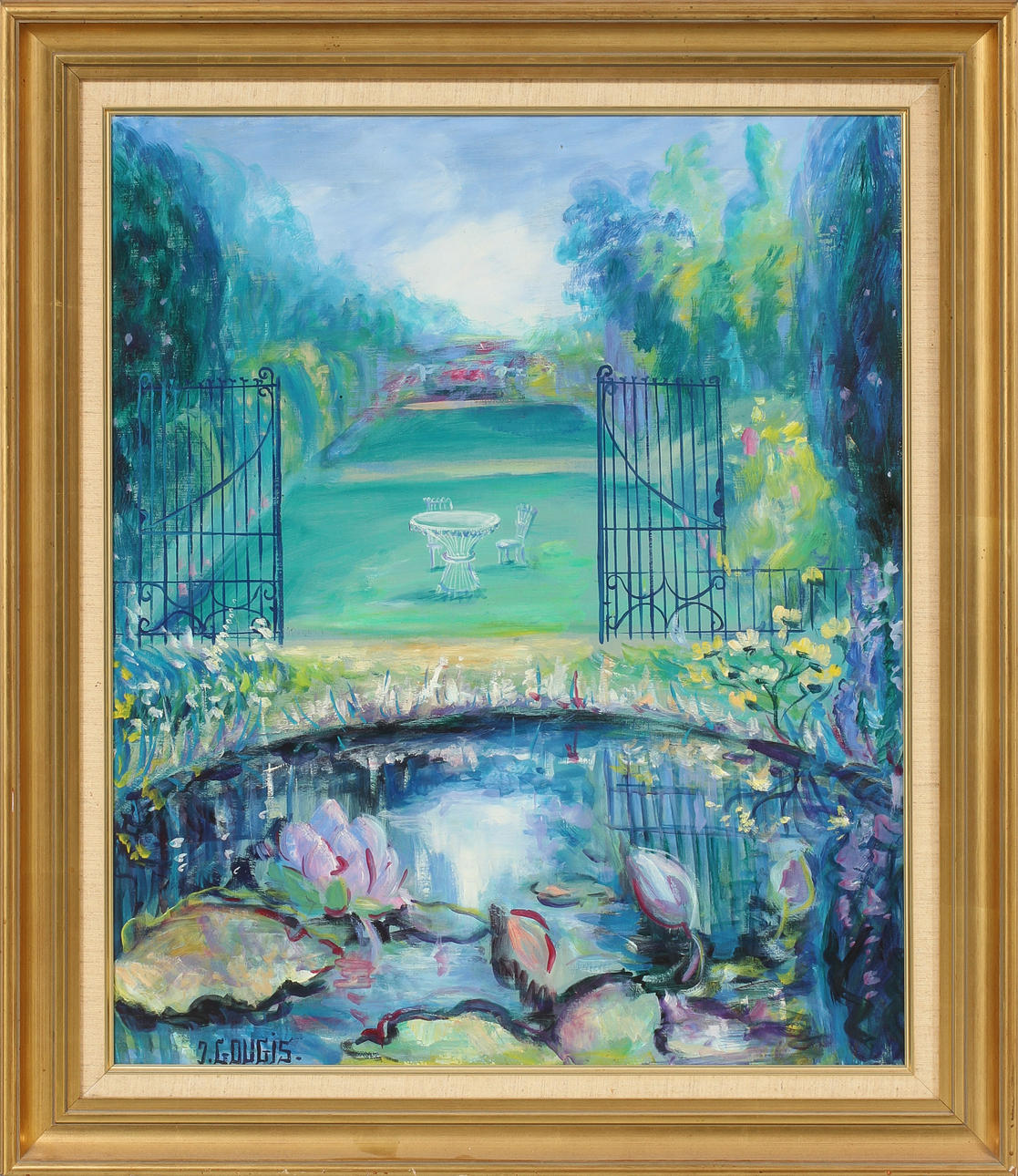 JAQUELINE GOUGIS. "La grille", olja på duk, signerad.