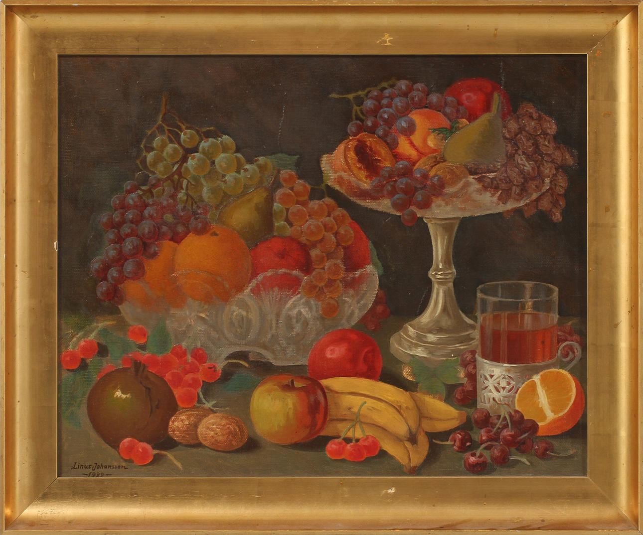 LINUS JOHANSSON. Stilleben, olja på duk, signerad 1922.