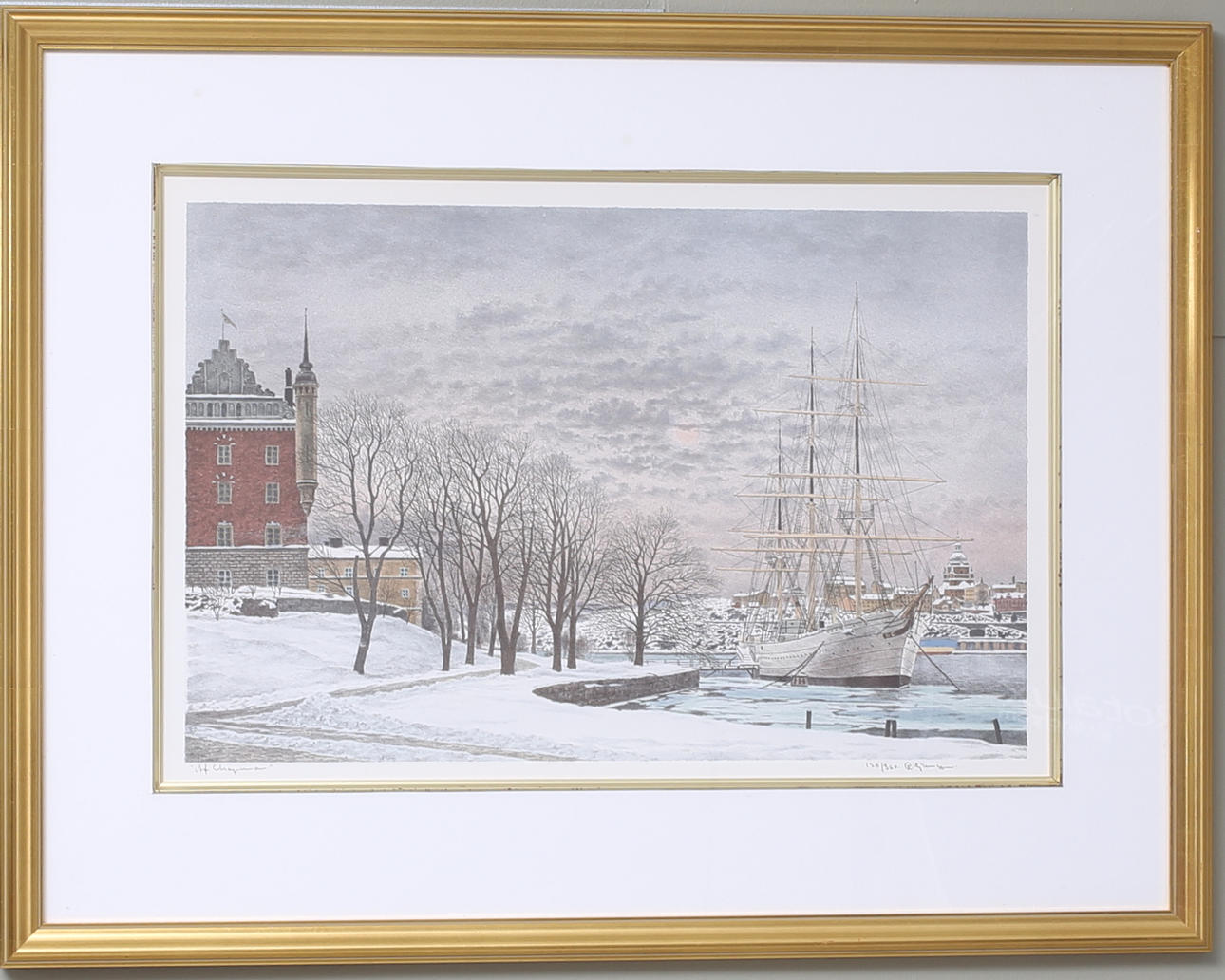 REINHOLD LJUNGGREN. "af Chapman", färglitografi, signerad och numrerad.