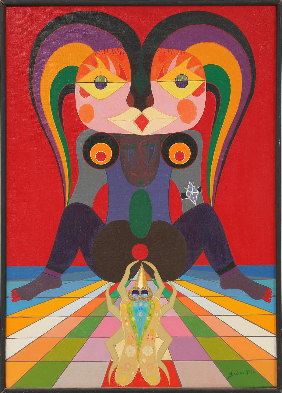 DANIEL SANO. Figurkomposition, olja på duk, signerad 78.